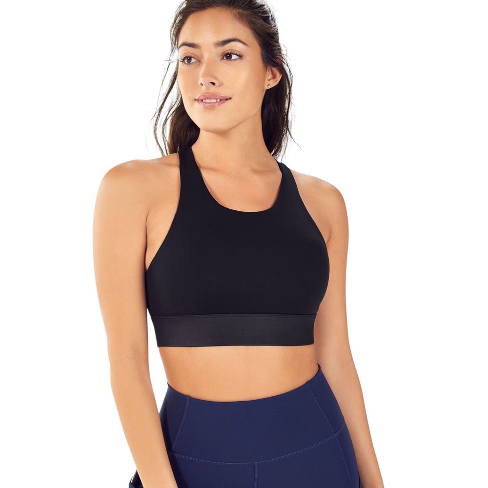 Fabletics No-Bounce Sports Bra‎ Activewear Black Crisscross Back Women's Size XL